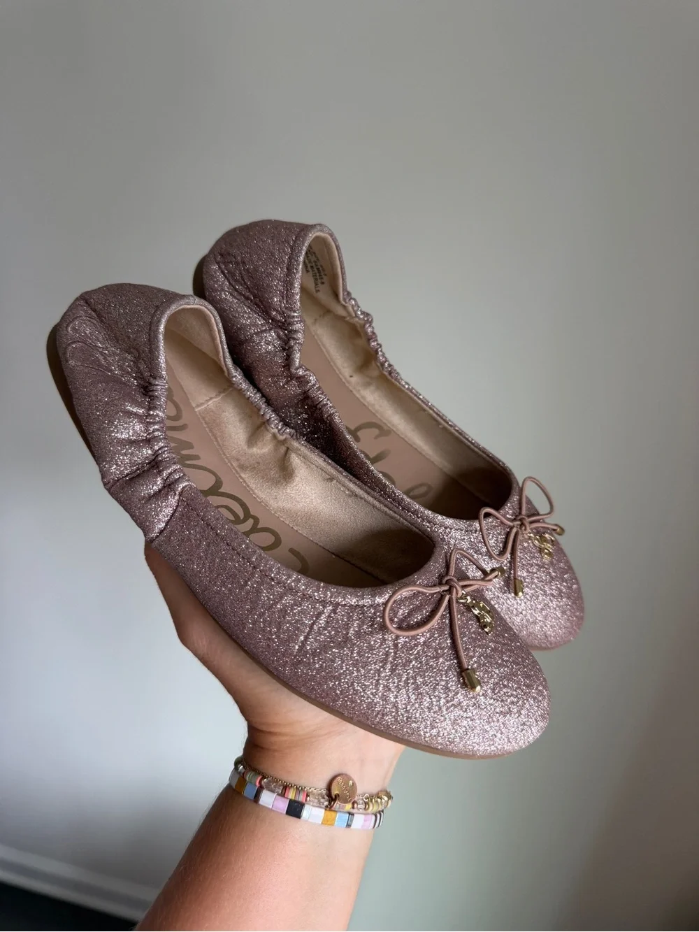 Sam Edelman Kids Glitter Ballet Flats in Dusty Pink